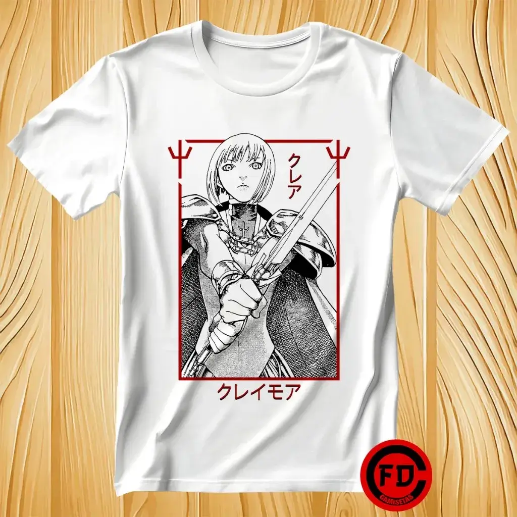 Uma incrível Camiseta Anime Claymore Clare Unissex destacando a lendária guerreira em um design elegante, capturando a aura imbatível e o olhar sereno da personagem mais forte para os fãs vestirem sua paixão épica.